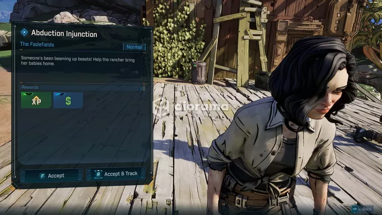 Ini adalah salah satu side quest di mana kamu harus nyari binatang kayak sapi yang diculik pesawat mirip UFO segitiga / 2K, Gearbox
