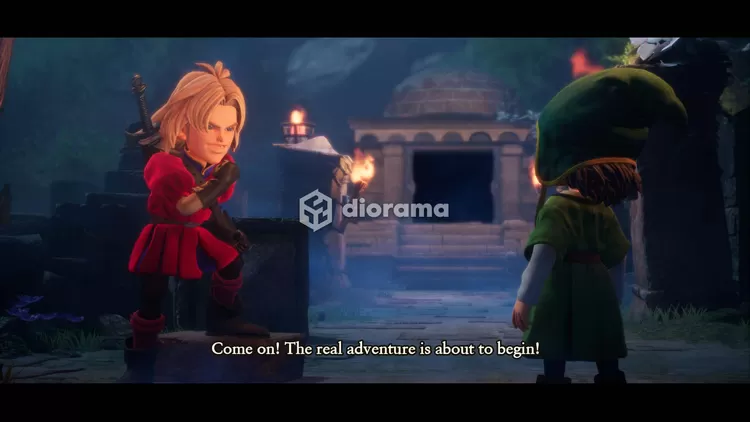 Kamu adalah anak nelayan yang berteman dengan dua temanmu: pangeran kerajaan (kiri) dan anak dari kepala desa / Square Enix