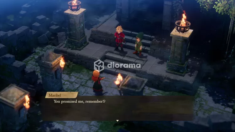 Kamu dan Kiefer menemukan kuil rahasia dan membukanya, Maribel ikut / Square Enix