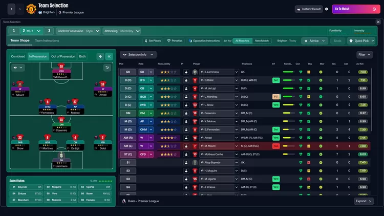 Hadirnya fitur In Possession dan Out of Possession, memberikan fleksibilitas taktis lebih untuk beradaptasi dengan berbagai situasi pertandingan