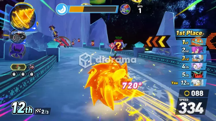 Power Up di game ini terasa melempem kecuali beberapa power up paling kuat, ini salah satu power up paling kuat yang akan bawa mobilmu mengejar semua musuh yang ada di depanmu / SEGA