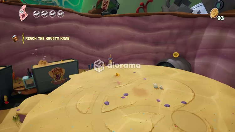 Patrick bisa masuk pasir seperti hiu yang keliatan ujung kepalanya, kalau hiu ujung siripnya aja / THQ Nordic