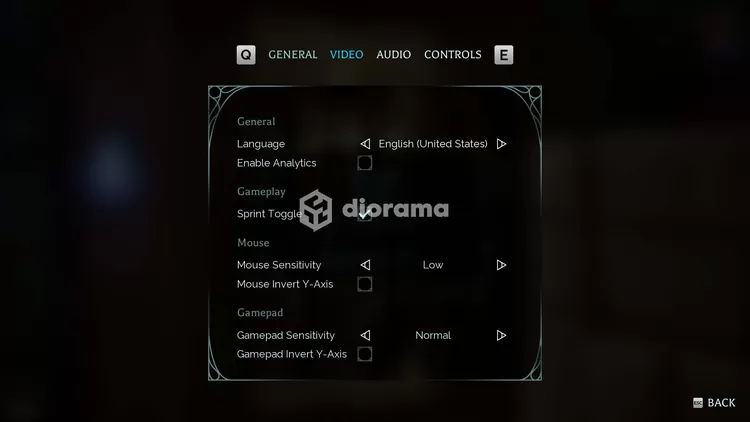 Setting sensitivity malah hanya dibatasi low, medium, high, dilow-pun masih nggak nyaman / OtherSide Entertainment, Megabit Publishing