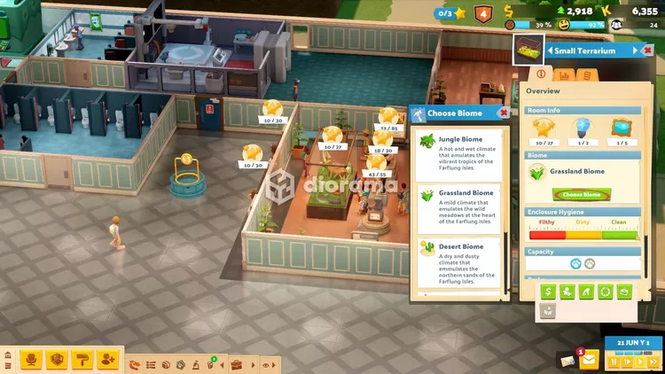 Kamu bisa memilih bioma untuk Terrarium atau Habitat sesuai binatang yang akan kamu pamerkan / SEGA, Two Point Studios
