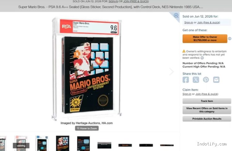 Game Super Mario Bros 1985 berhasil terjual Rp 48 Miliar
