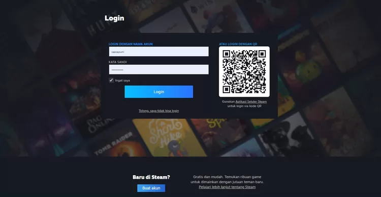 Login ke akun Steam yang sudah kamu buat tadi