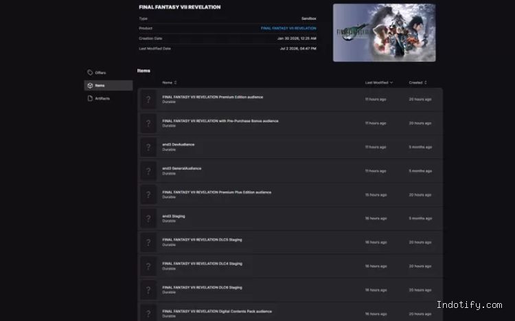 Data dari Epic DB menunjukan Final Fantasy VII Revelation bakal punya konten tambahan yang masif