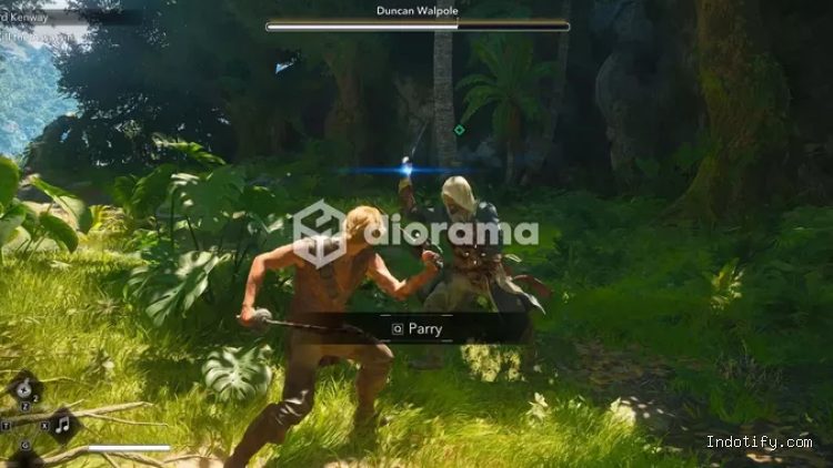 Jika ada cahaya biru seperti ini, artinya serangan musuh bisa diparry, jika cahayanya merah, kamu wajib menghindar / Ubisoft