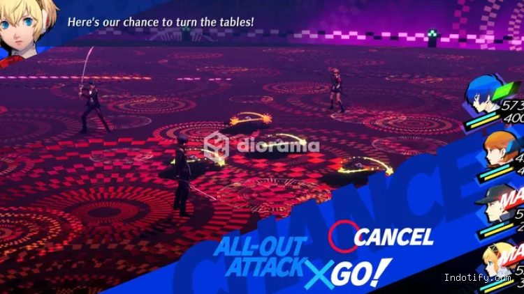 All out attack masih ada, dengan bar Theurgy di sebelak kanan karakter, Max artinya Theurgy bar sudah penuh dan bisa digunakan / Atlus, SEGA