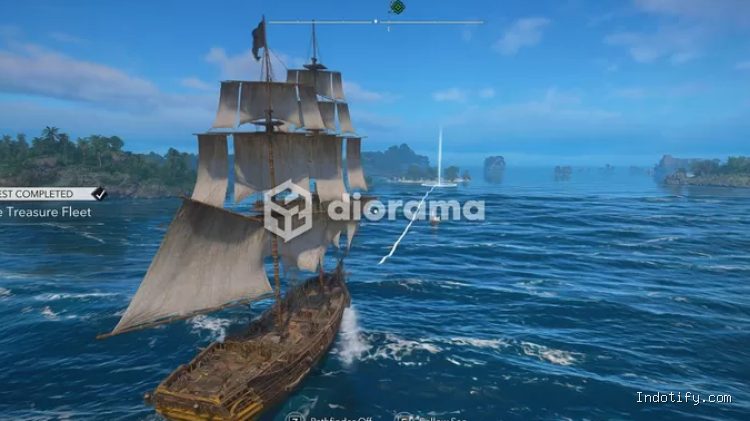 Kamu juga bisa pakai fitur pathfinder untuk mengarahkan kapalmu ke tujuan agar lebih mudah, yang jujur, sebenarnya nggak perlu juga fitur ini / Ubisoft